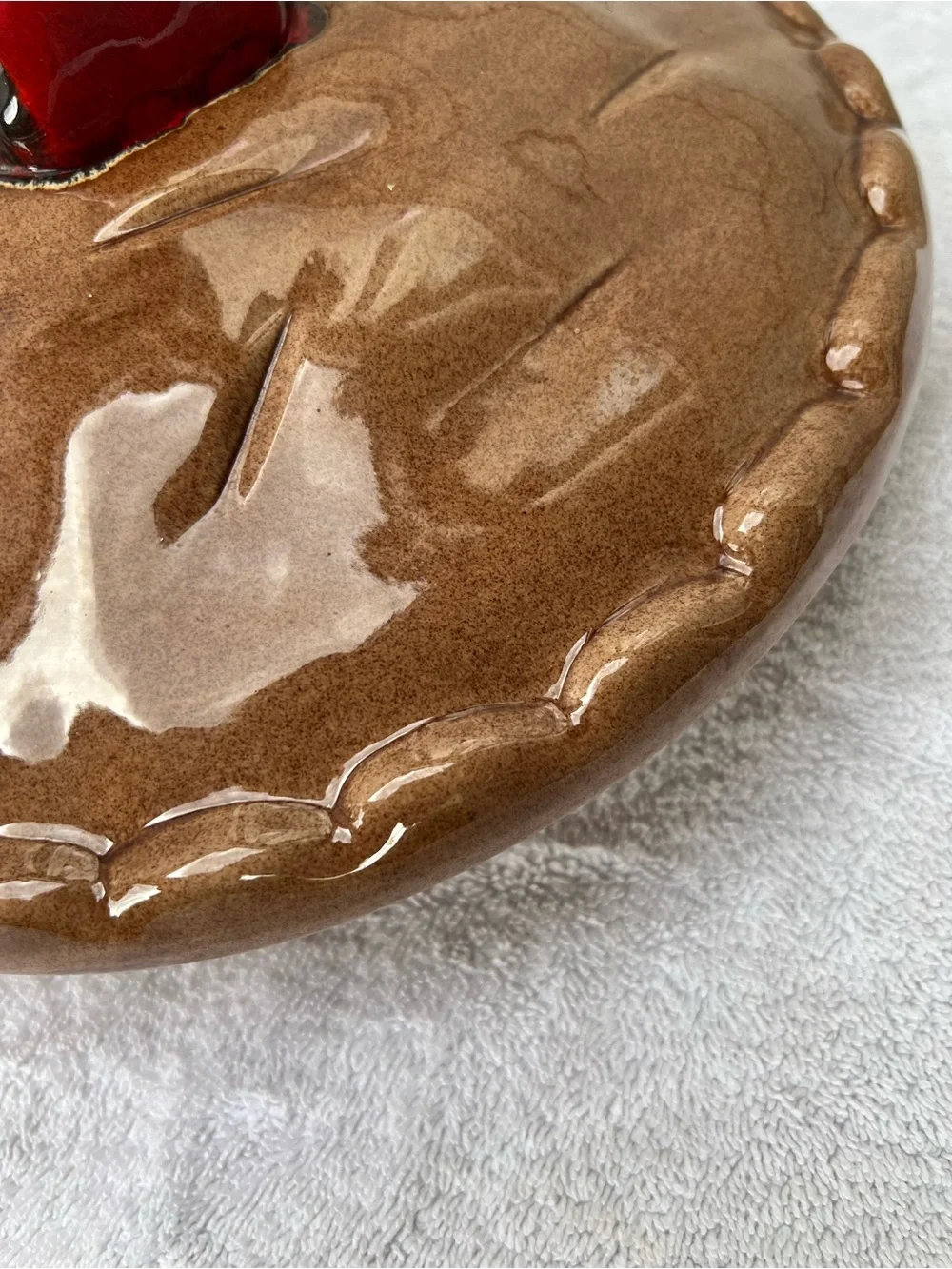 Vintage Portuguese Ceramic Apple Pie Keeper with Lid Trompe L'oeil Figural Dish